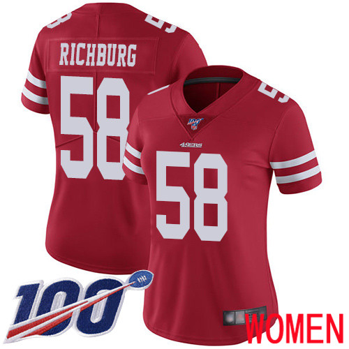 San Francisco 49ers Limited Red Women Weston Richburg Home NFL Jersey #58 100th Season Vapor Untouchable
